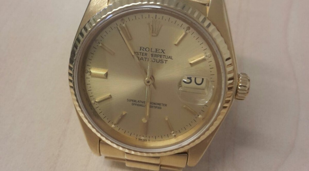 Goldene Herren Armbanduhr ROLEX Oyster perpetual